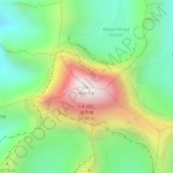 Carte topographique གངས་རིན་པོ་ཆེ 冈仁波齐峰, altitude, relief