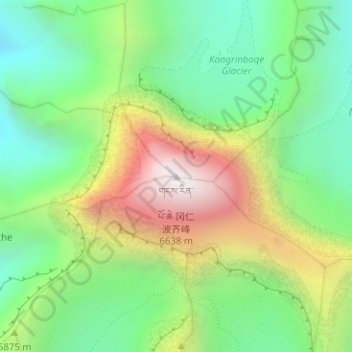 Carte topographique Mount Kailash, altitude, relief