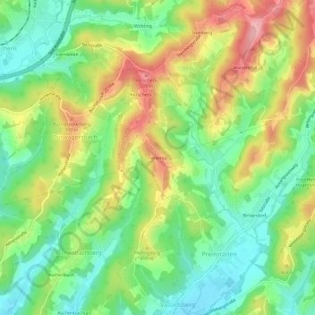 Carte topographique Tiefernitz, altitude, relief
