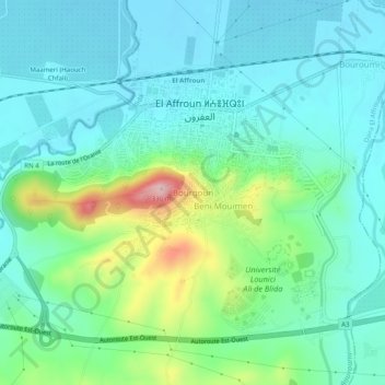 Carte topographique Bourgoun, altitude, relief