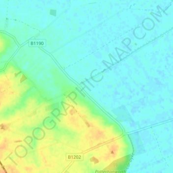 Carte topographique Branston Booths, altitude, relief