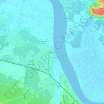 Carte topographique Saint-Pardon, altitude, relief