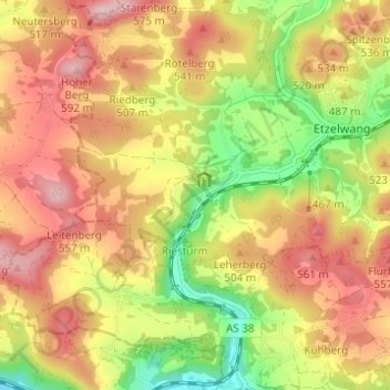 Carte topographique Lehenhammer, altitude, relief