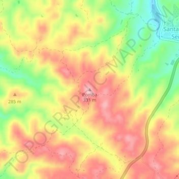 Carte topographique Pomba, altitude, relief