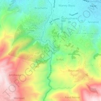 Carte topographique Vieux Caille, altitude, relief