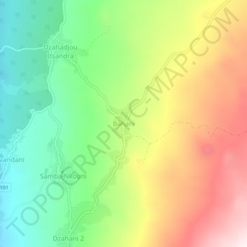 Carte topographique Bahani, altitude, relief