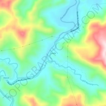 Carte topographique Coula, altitude, relief