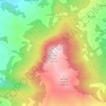Carte topographique Monte Osero, altitude, relief