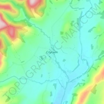Carte topographique Cilycwm, altitude, relief