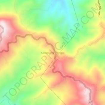 Carte topographique Kampung Bongol, altitude, relief