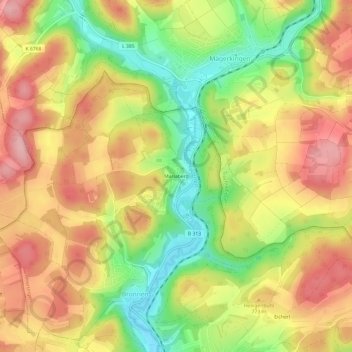 Carte topographique Mariaberg, altitude, relief