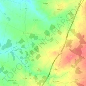 Carte topographique La Mulnière, altitude, relief