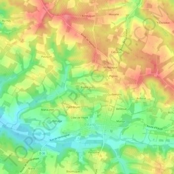 Carte topographique Baillargué, altitude, relief