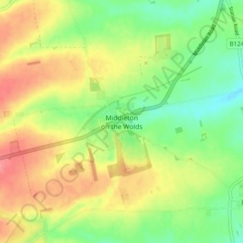 Carte topographique Middleton on the Wolds, altitude, relief
