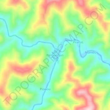 Carte topographique Pensiangan, altitude, relief
