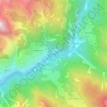 Carte topographique Le Veyer, altitude, relief
