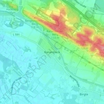 Carte topographique Riesenbeck, altitude, relief