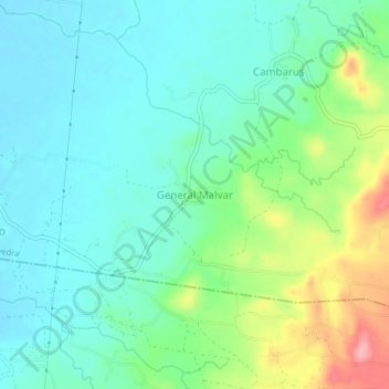 Carte topographique General Malvar, altitude, relief
