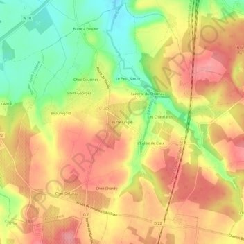 Carte topographique Buffe Ongle, altitude, relief