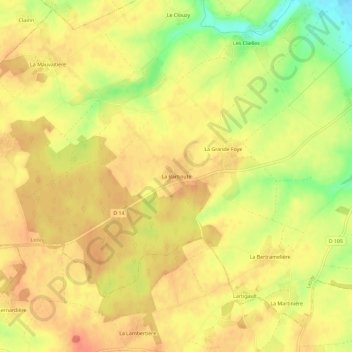 Carte topographique La Barboute, altitude, relief