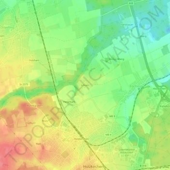 Carte topographique Erlkam, altitude, relief