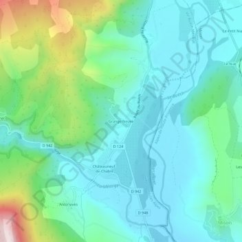 Carte topographique Grange Neuve, altitude, relief