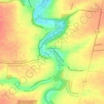 Carte topographique Le Tranchot, altitude, relief