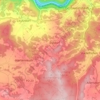 Carte topographique Türkelstein, altitude, relief