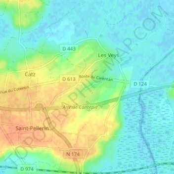 Carte topographique Hamel de Bas, altitude, relief