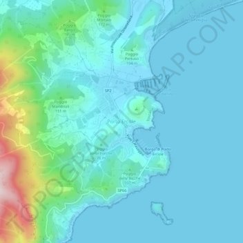 Carte topographique Porto Ercole, altitude, relief