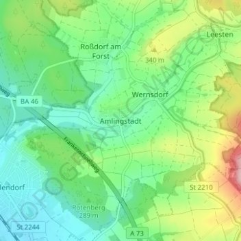 Carte topographique Amlingstadt, altitude, relief