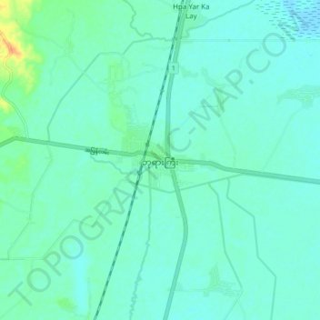Carte topographique Hpayargyi, altitude, relief