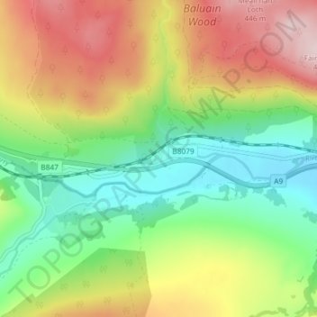 Carte topographique Pitagowan, altitude, relief
