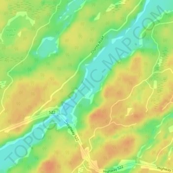 Carte topographique Dollars Lake, altitude, relief