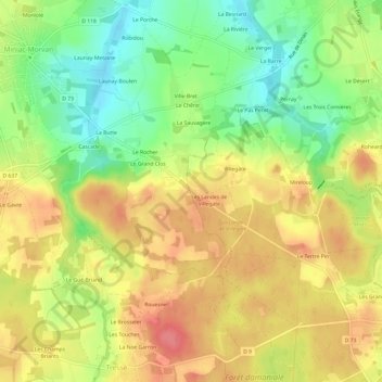 Carte topographique Le Point du Jour, altitude, relief