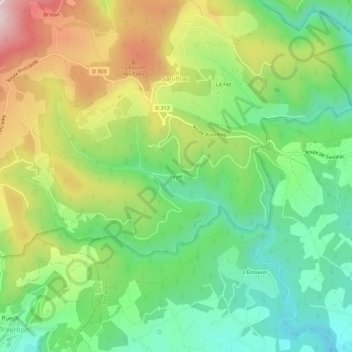 Carte topographique Fayet, altitude, relief