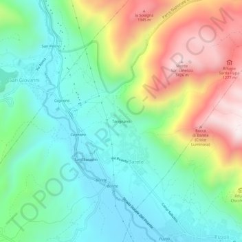 Carte topographique Tarignano, altitude, relief