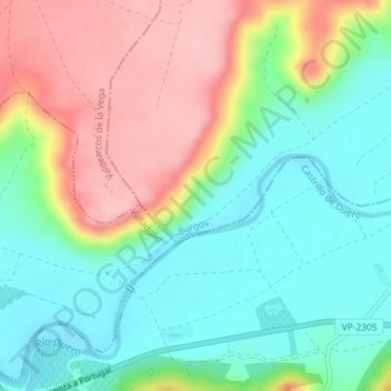 Carte topographique Las Laderas del Monte, altitude, relief