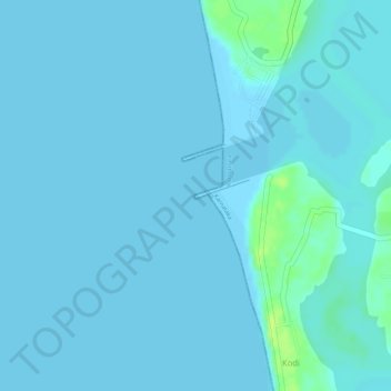 Carte topographique Kodi beach, altitude, relief