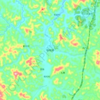Carte topographique 埌南镇, altitude, relief