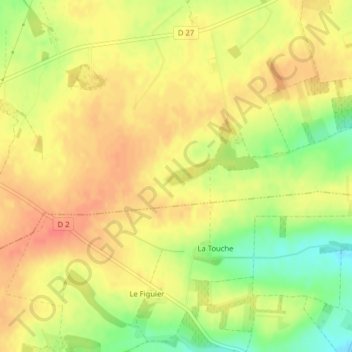 Carte topographique Le Buisson Long, altitude, relief