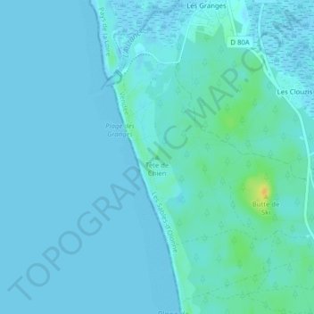 Carte topographique Tête de Chien, altitude, relief