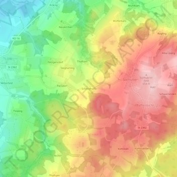 Carte topographique Schmidham, altitude, relief