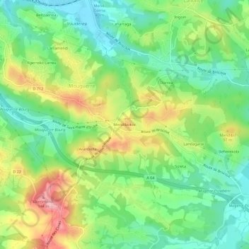 Carte topographique Mendilazkor, altitude, relief