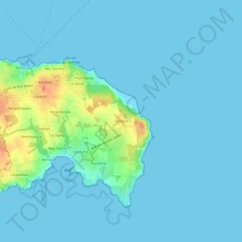 Carte topographique Kerohet, altitude, relief