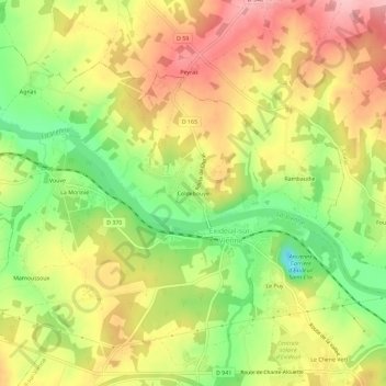 Carte topographique Coldebouye, altitude, relief