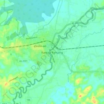 Carte topographique Rantau Panjang, altitude, relief