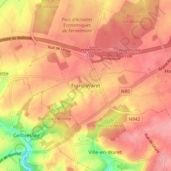 Carte topographique Franc-Waret, altitude, relief