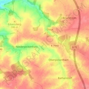 Carte topographique Wenigossa, altitude, relief