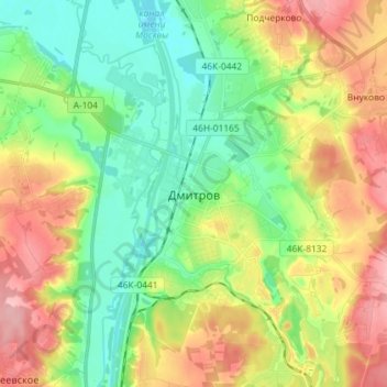 Carte topographique Дмитров, altitude, relief